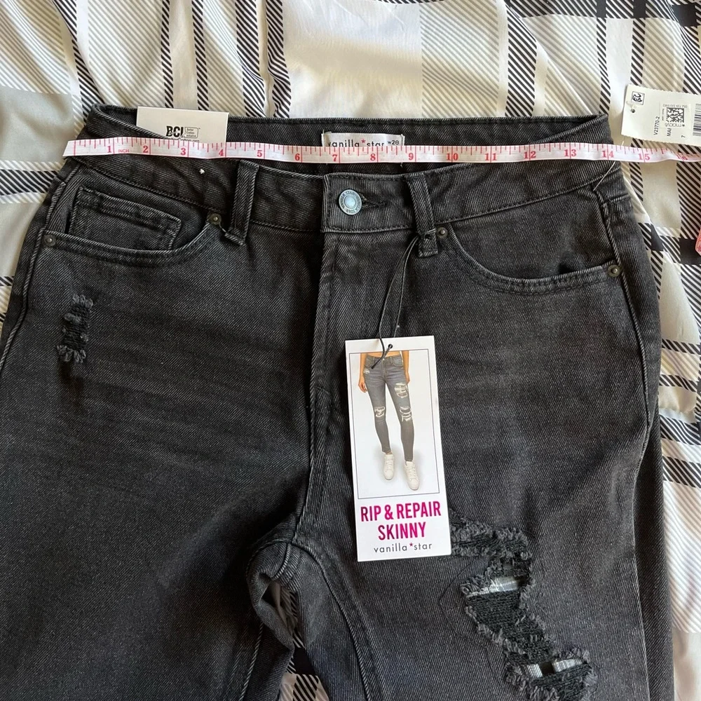 Vanilla Star ~ Black Rip & Repair Skinny Jeans - Picture 3 of 11
